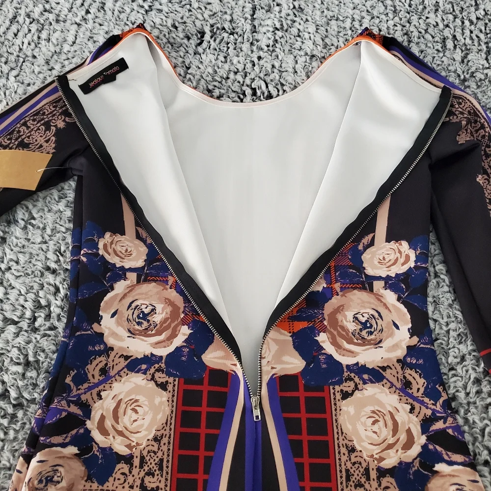 Jealous Tomato Floral Midi Dress Medium Long Sleeve Bodycon - Picture 4 of 13